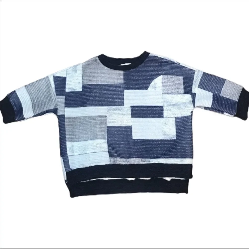 ✨ Zara Trafaluc Blue Square Ribbed Sweatshirt ✨